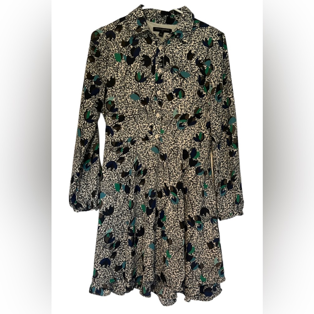 Banana  Republic  Women’s  Floral Long Sleeve Collar Button Flirty Dress 2